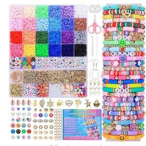 Clay Beads Bracelet Making Kit, 6500 Pieces, 24 Colors, Beads with Charms